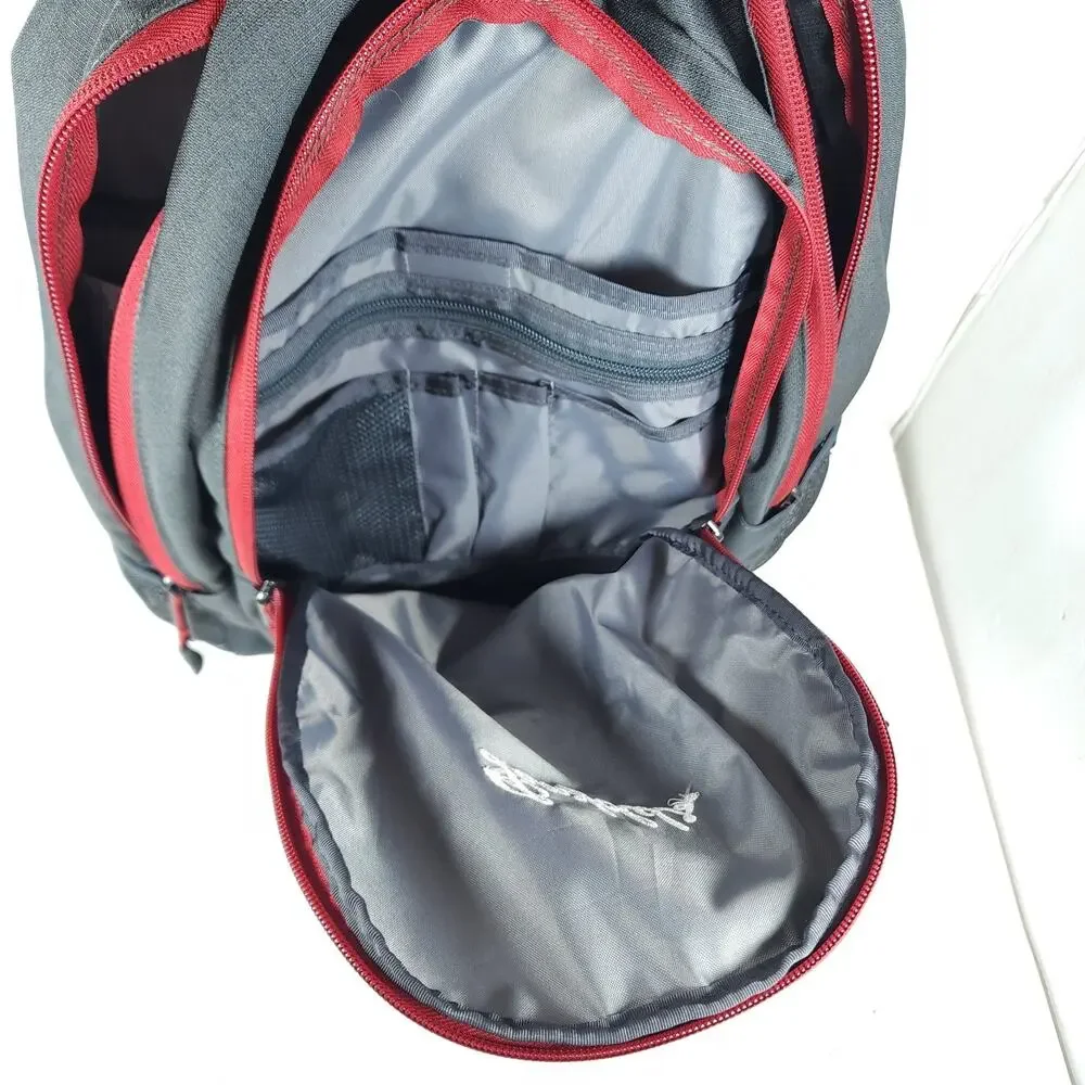 The North Face 29L Gray Red Company Logo Padded School Laptop Outdoor Backpack